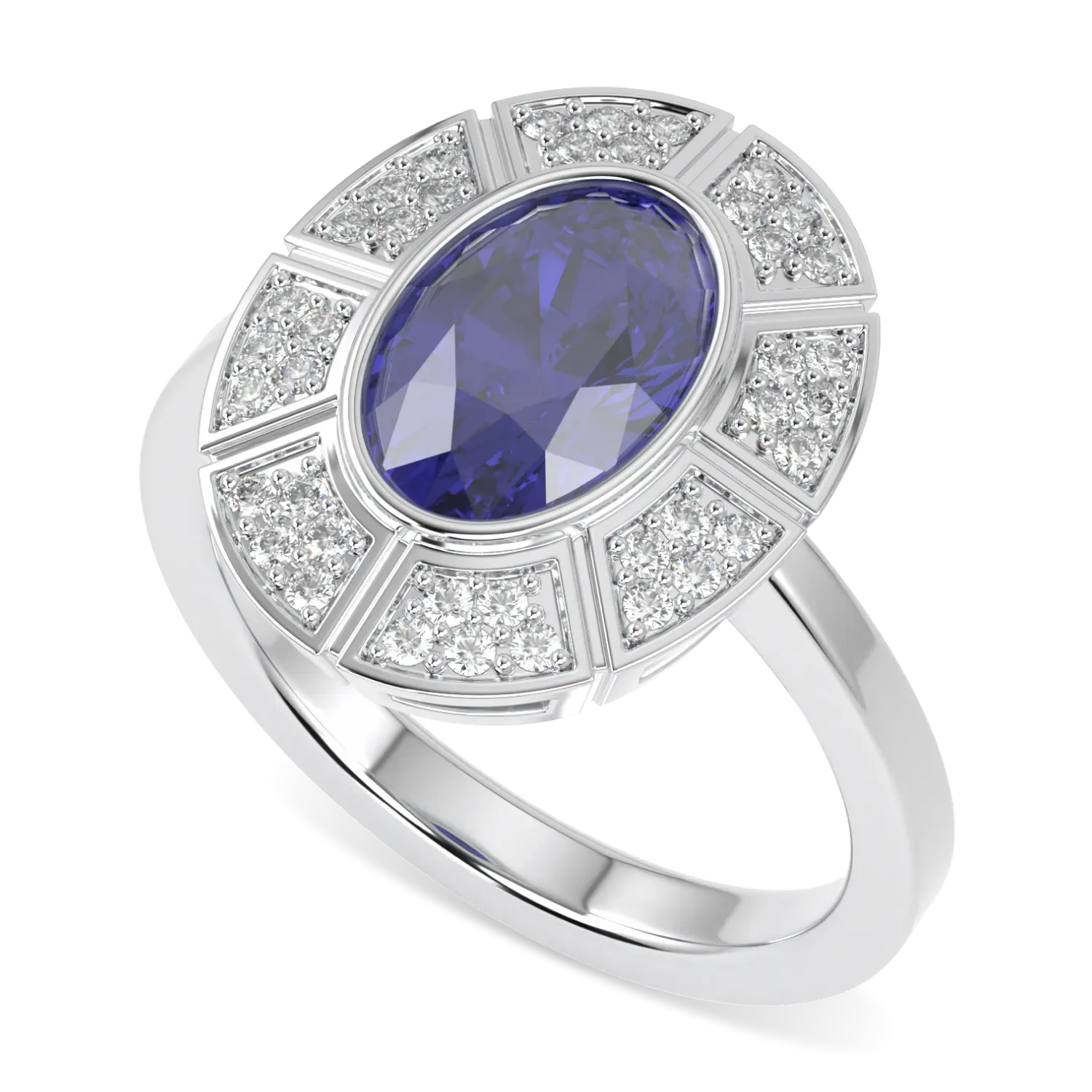 Sapphire Diamond Halo Ring by Blacklock Jewellery, Cipher collection