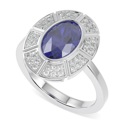 Sapphire Diamond Halo Ring by Blacklock Jewellery, Cipher collection