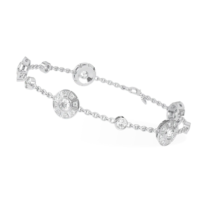 Cipher collection geometric diamond halo bracelet set in 18ct White Gold, Blacklock Jewellery — detail view