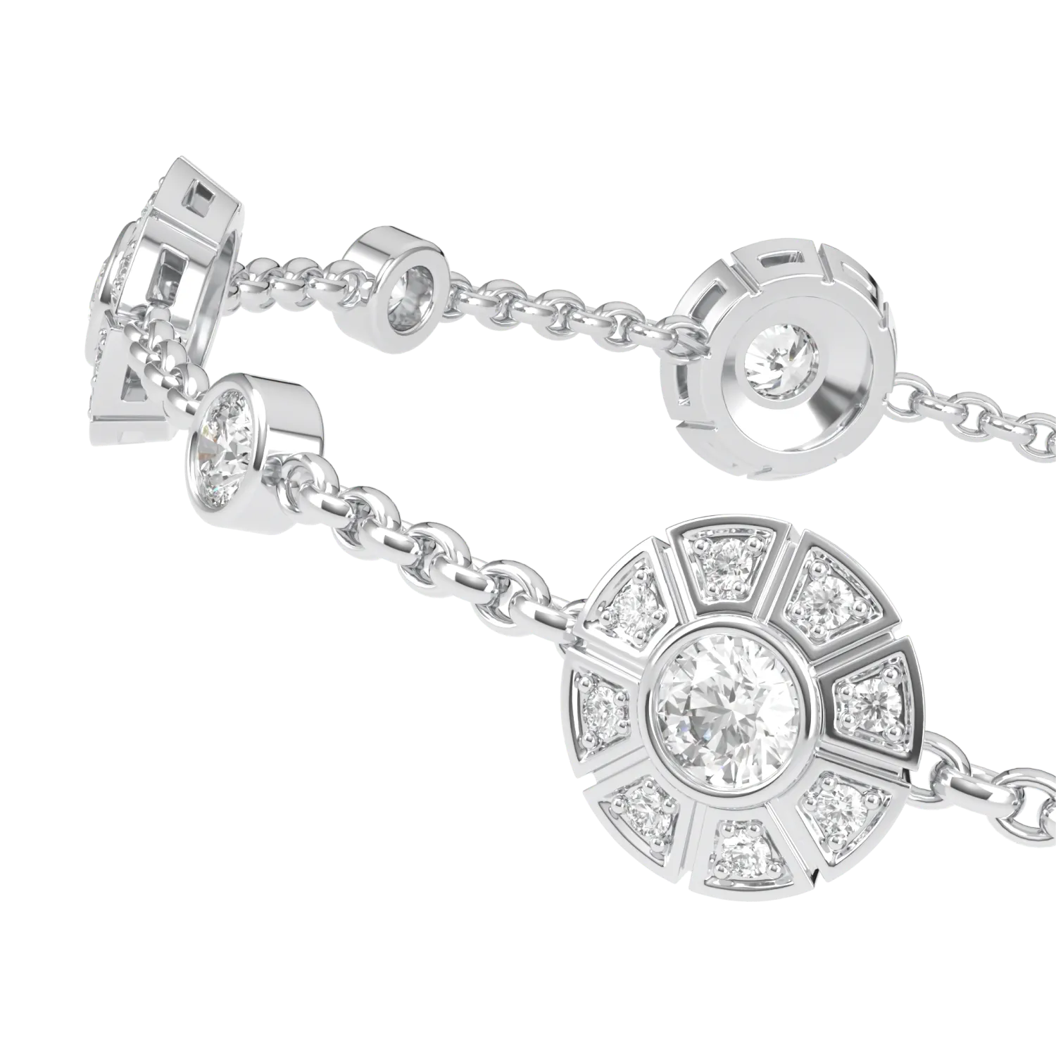 Handcrafted 18ct White Gold diamond bracelet by Blacklock, Cipher collection — worn view