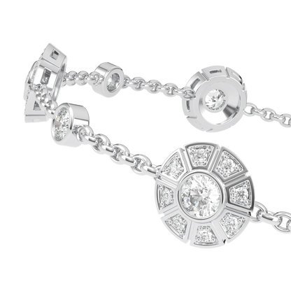 Handcrafted 18ct White Gold diamond bracelet by Blacklock, Cipher collection — worn view