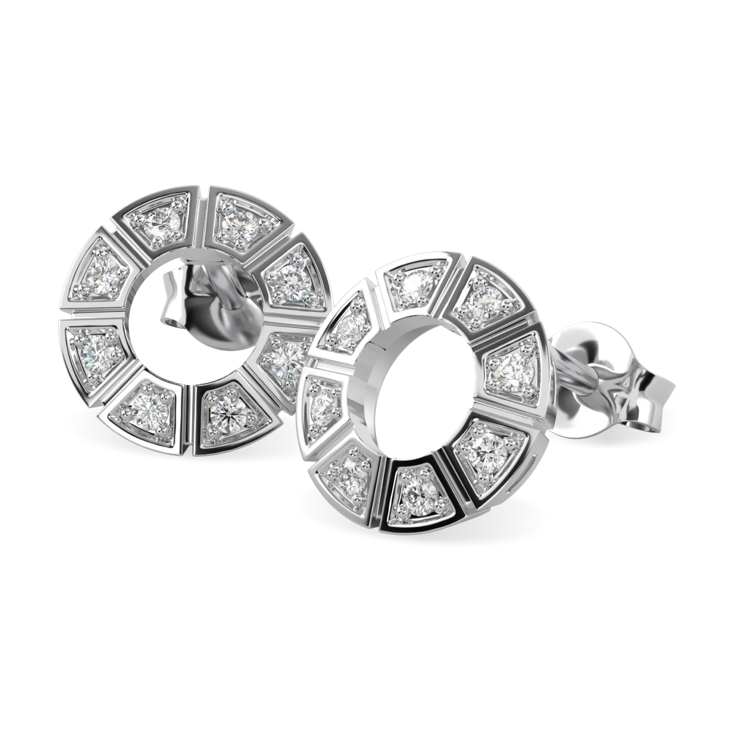 Cipher collection diamond halo earrings set in 18ct White Gold, Blacklock Jewellery