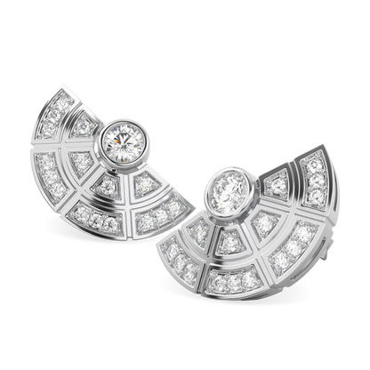18ct White Gold Diamond Geometric Half Halo Earrings by Blacklock Jewellery, Cipher collection