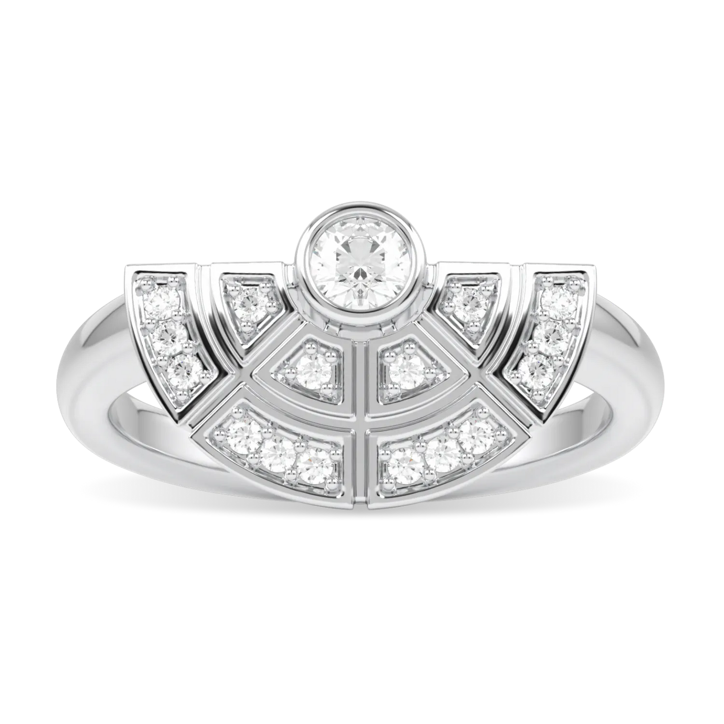 Handcrafted 18ct White Gold half halo diamond ring by Blacklock, Cipher collection — side view