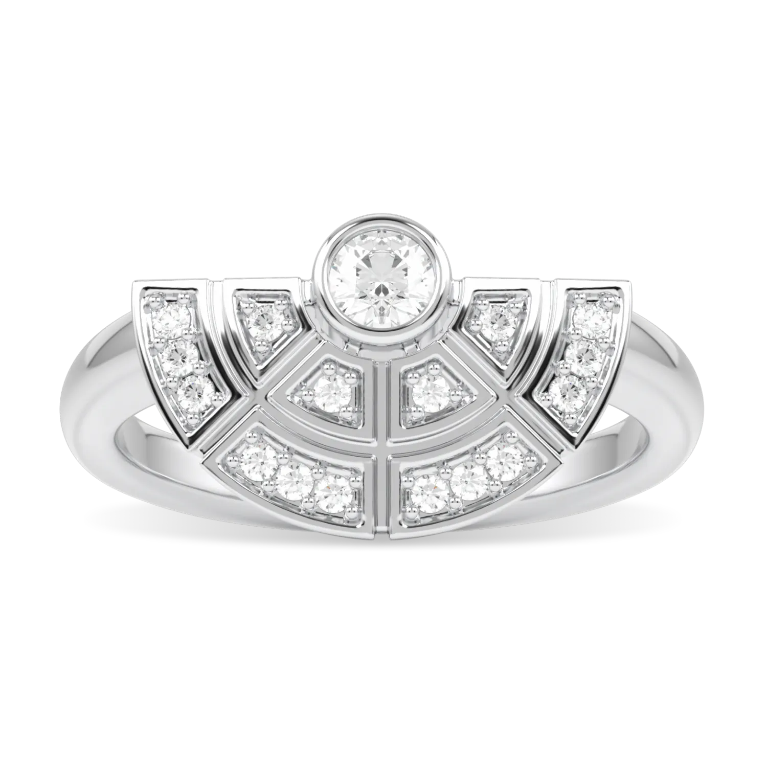 Handcrafted 18ct White Gold half halo diamond ring by Blacklock, Cipher collection — side view