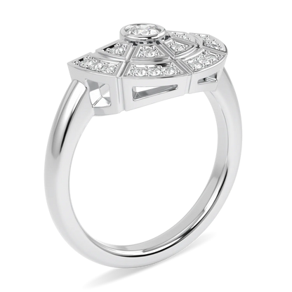 Cipher 18ct White Gold Diamond Geometric Half Halo Ring by Blacklock Jewellery, Cipher collection — detail view