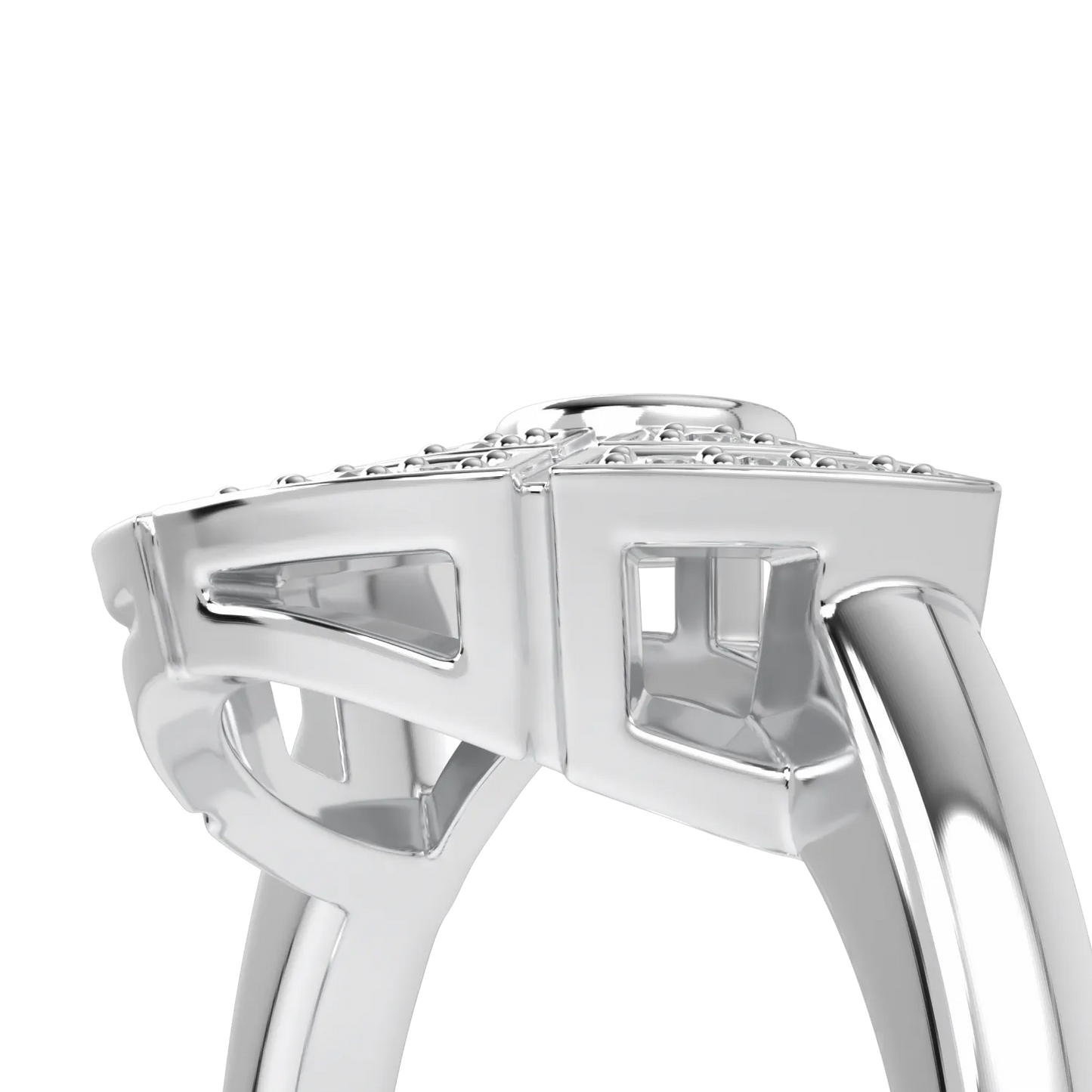 Blacklock Cipher half halo diamond ring in 18ct White Gold — side view
