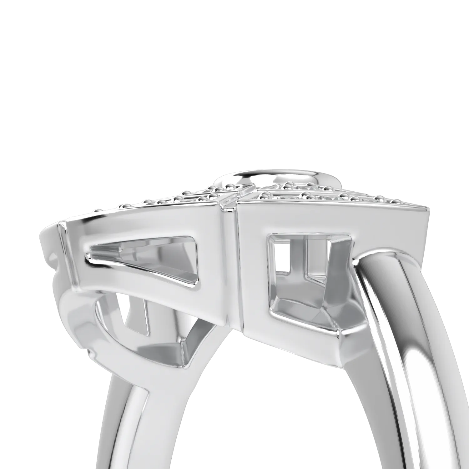 Blacklock Cipher half halo diamond ring in 18ct White Gold — side view