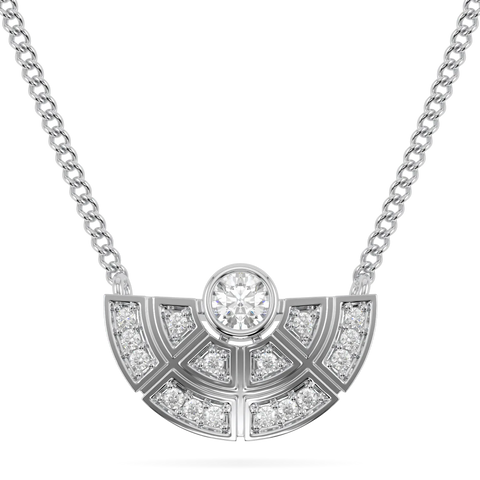 Cipher White Gold Diamond Geometric Half Halo Solitaire Pendant