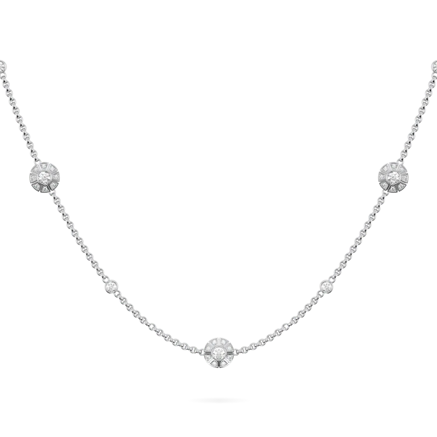 18ct White Gold Diamond Geometric Halo Chain by Blacklock Jewellery, Cipher collection