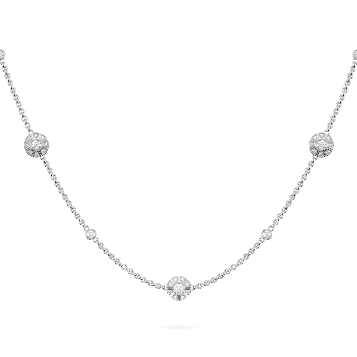 18ct White Gold Diamond Geometric Halo Chain by Blacklock Jewellery, Cipher collection