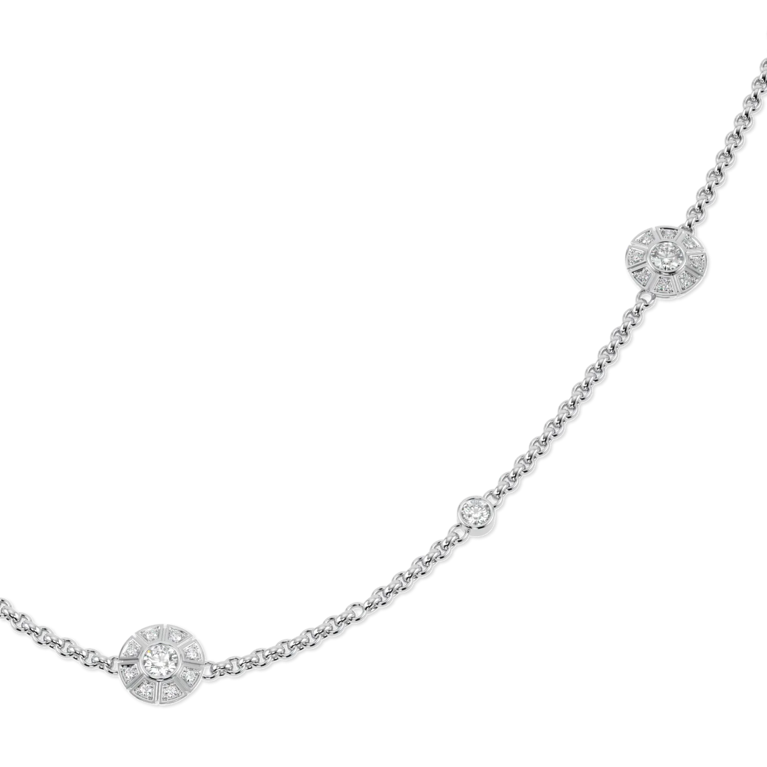 18ct White Gold Diamond chain from Blacklock's Cipher collection — detail view