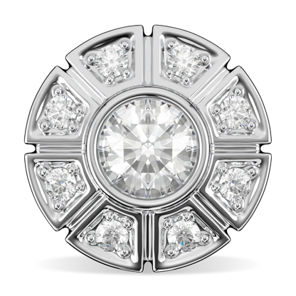18ct White Gold Diamond Geometric Halo Earrings by Blacklock Jewellery, Cipher collection — front on view