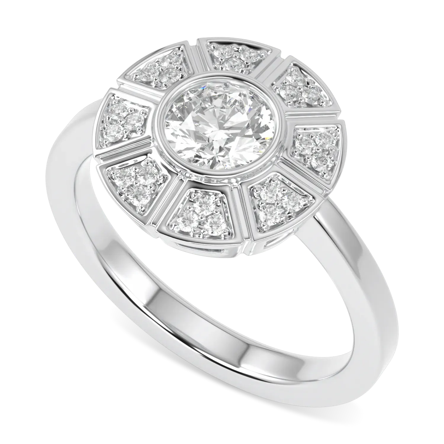 18ct White Gold Diamond Geometric Halo Ring by Blacklock Jewellery, Cipher collection