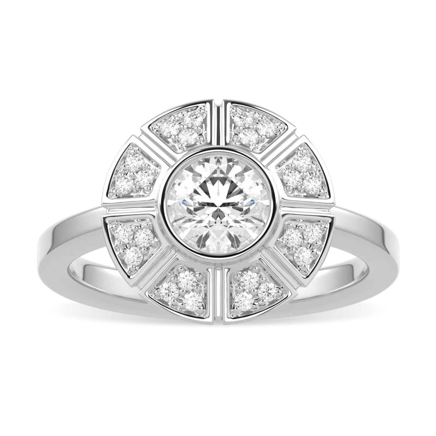 Blacklock Cipher ring in 18ct White Gold with Diamond — top view