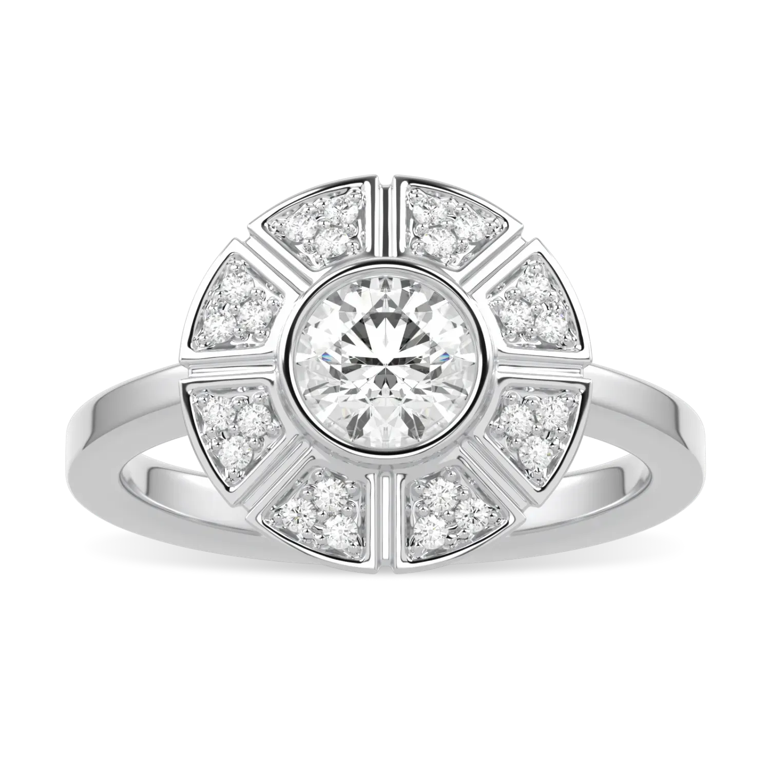 Blacklock Cipher ring in 18ct White Gold with Diamond — top view