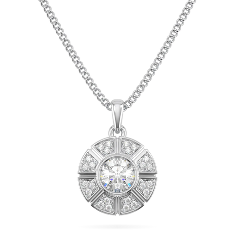 Cipher White Gold Diamond Geometric Halo Solitaire Pendant