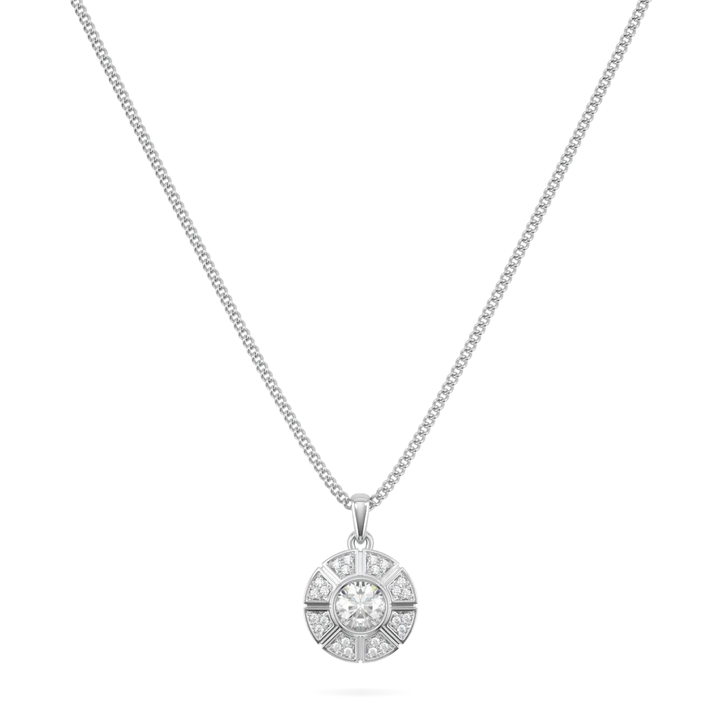 18ct White Gold Diamond pendant from Blacklock's Cipher collection — front on view