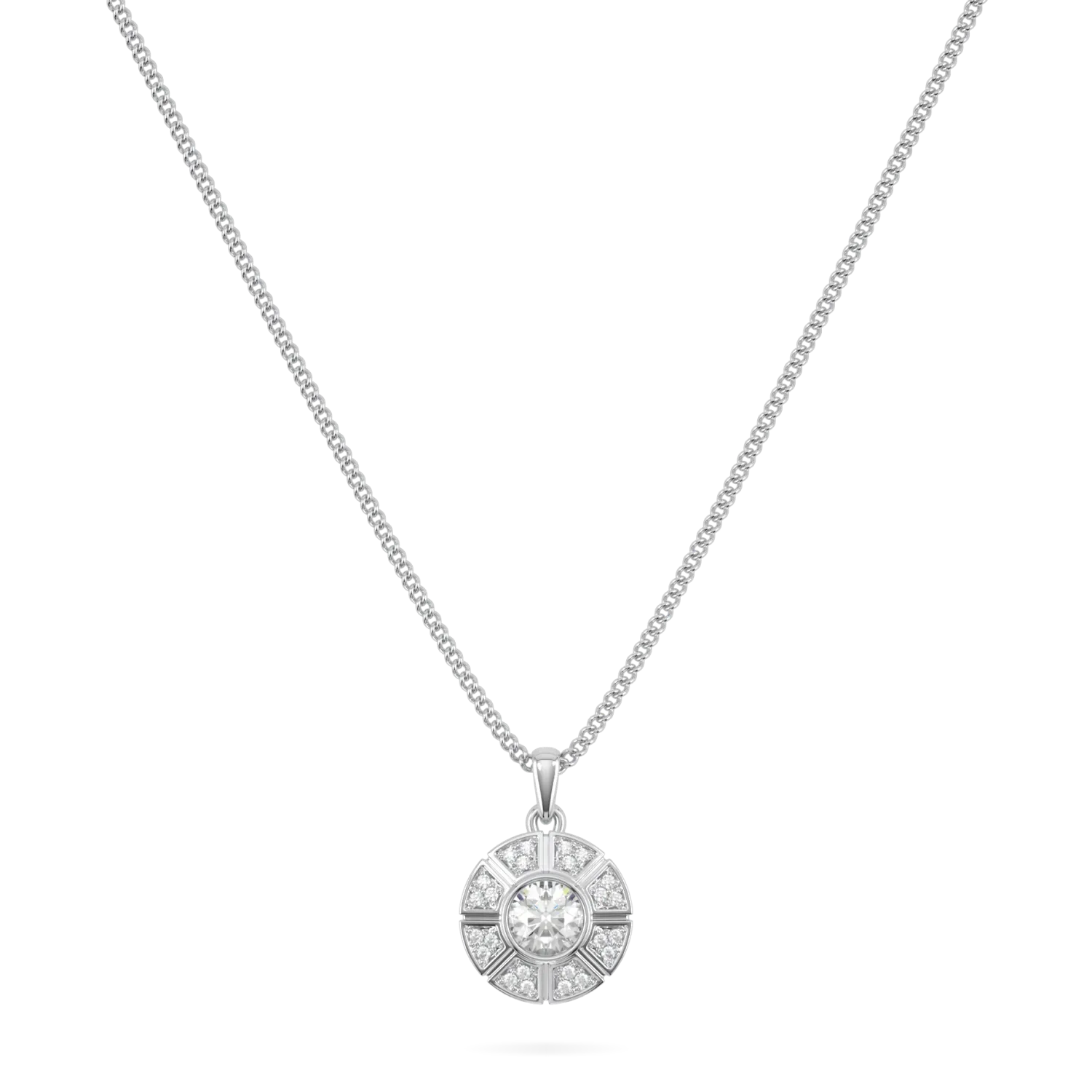 18ct White Gold Diamond pendant from Blacklock's Cipher collection — front on view