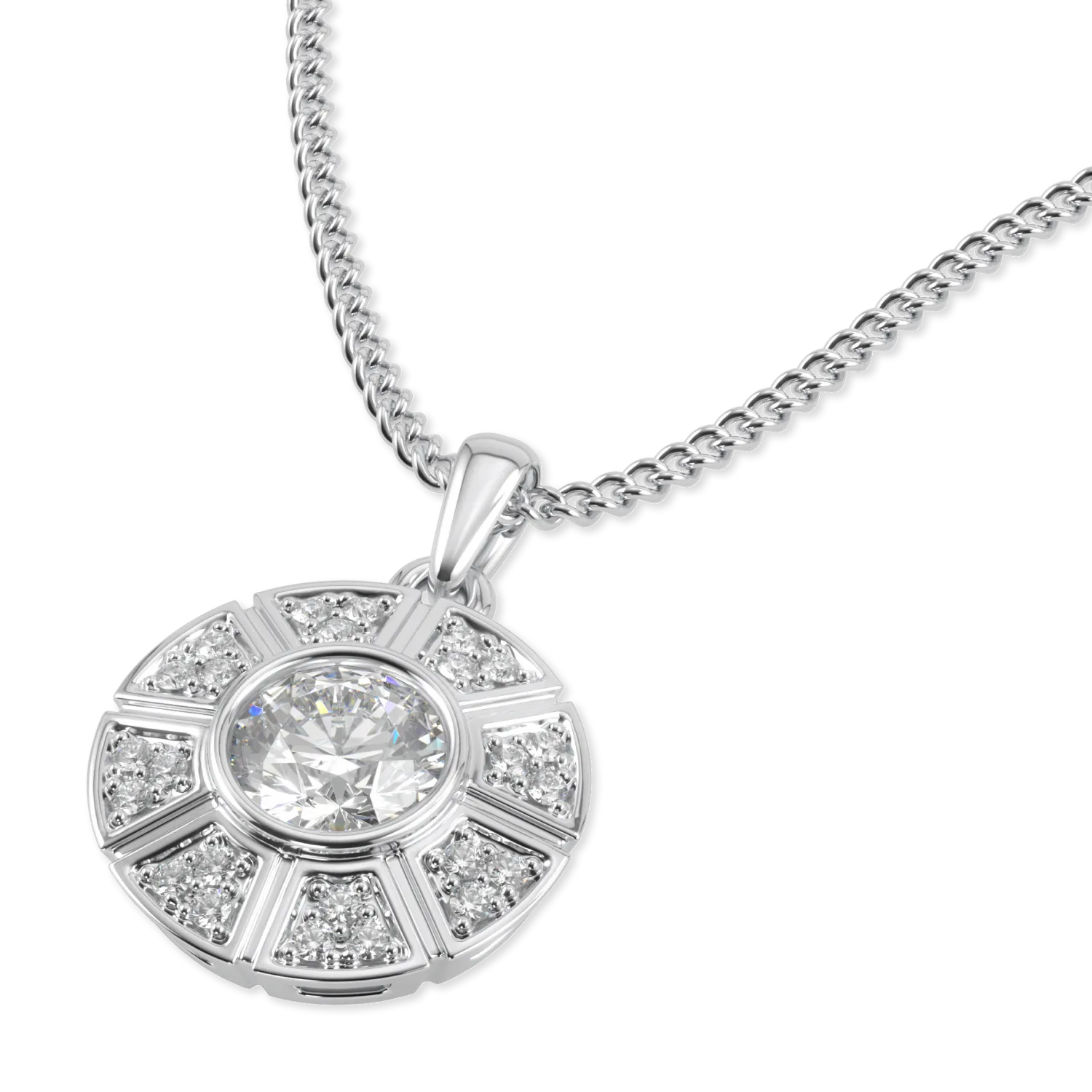 Cipher collection pendant featuring Diamond set in 18ct White Gold, Blacklock Jewellery — detail view