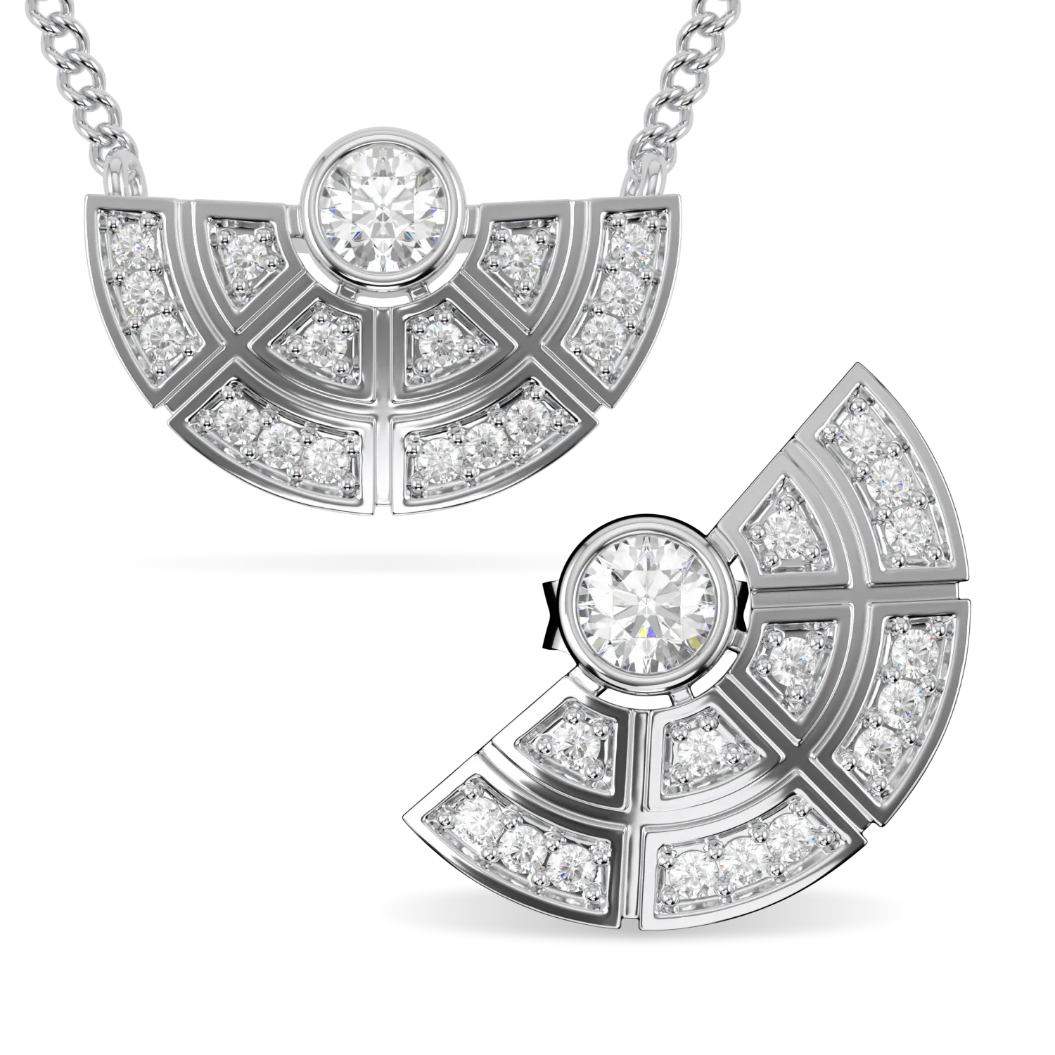 Blacklock Cipher pendant and earrings set in White Gold