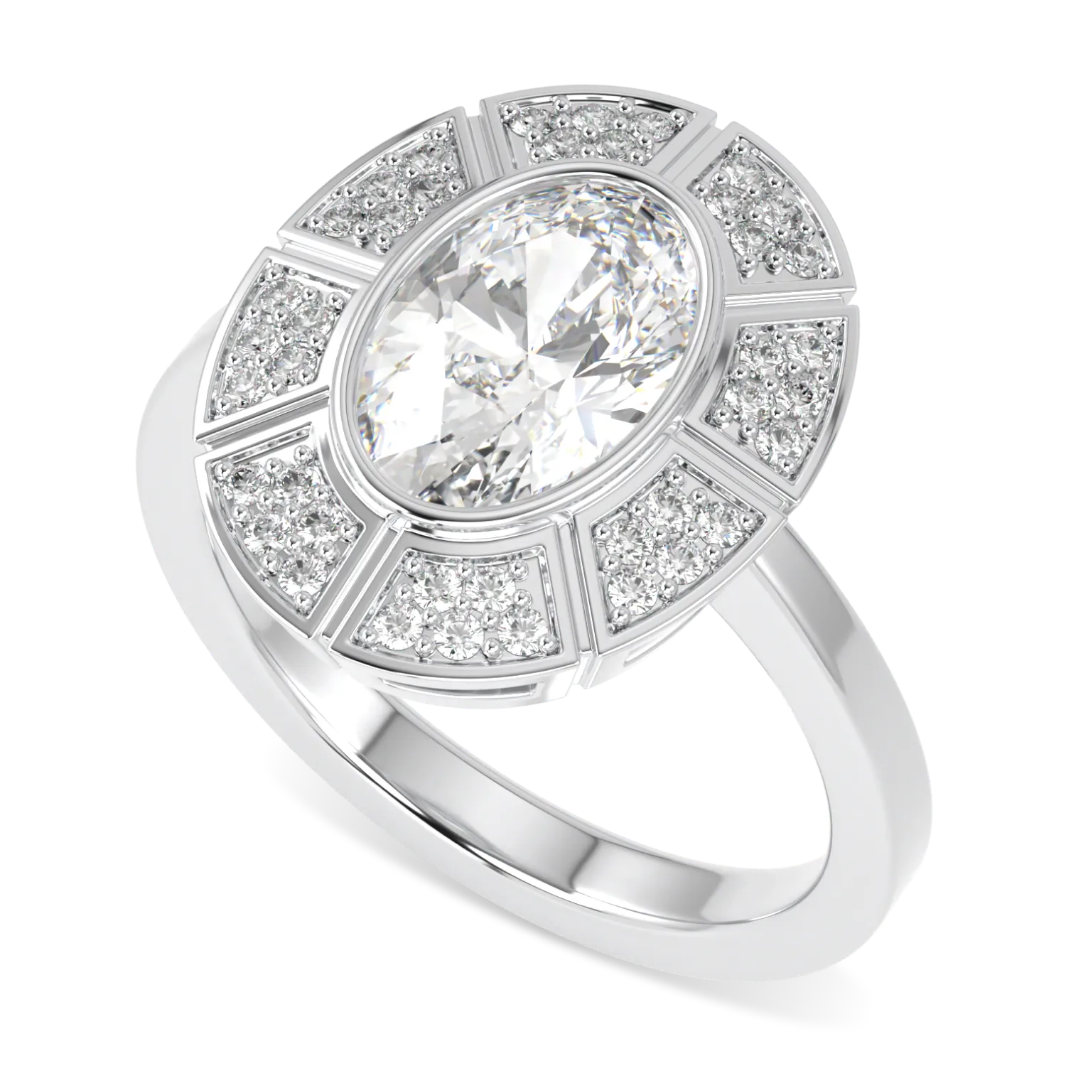 18ct White Gold Halo Diamond ring from Blacklock's Cipher range