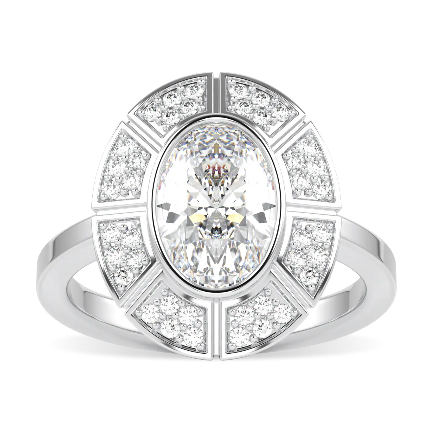 Cipher collection diamond halo ring set in 18ct White Gold, Blacklock Jewellery — side view