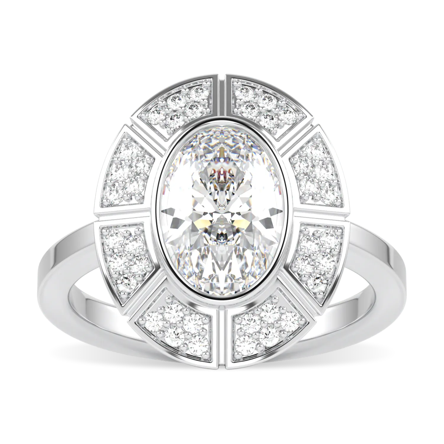 Cipher collection diamond halo ring set in 18ct White Gold, Blacklock Jewellery — side view