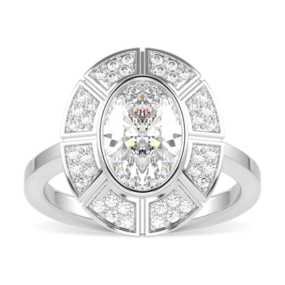 Cipher collection diamond halo ring set in 18ct White Gold, Blacklock Jewellery — side view