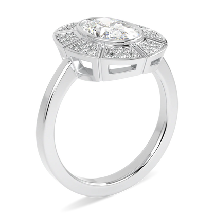 Handcrafted 18ct White Gold diamond halo ring by Blacklock, Cipher collection — detail view
