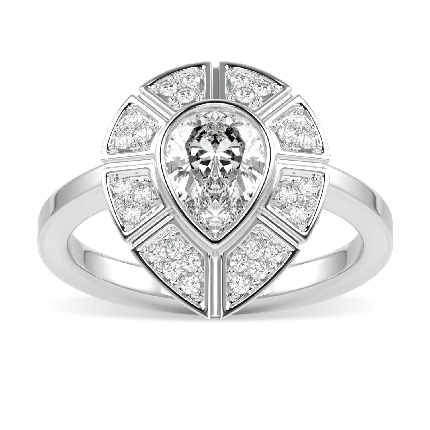 18ct White Gold Oval Diamond halo Diamond ring from Blacklock's Cipher collection — side view