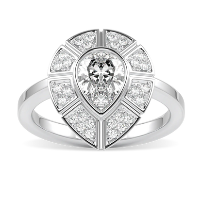 18ct White Gold Oval Diamond halo Diamond ring from Blacklock's Cipher collection — side view