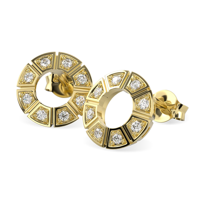 18ct Yellow Gold Diamond Geometric Empty Halo Earrings by Blacklock Jewellery, Cipher collection