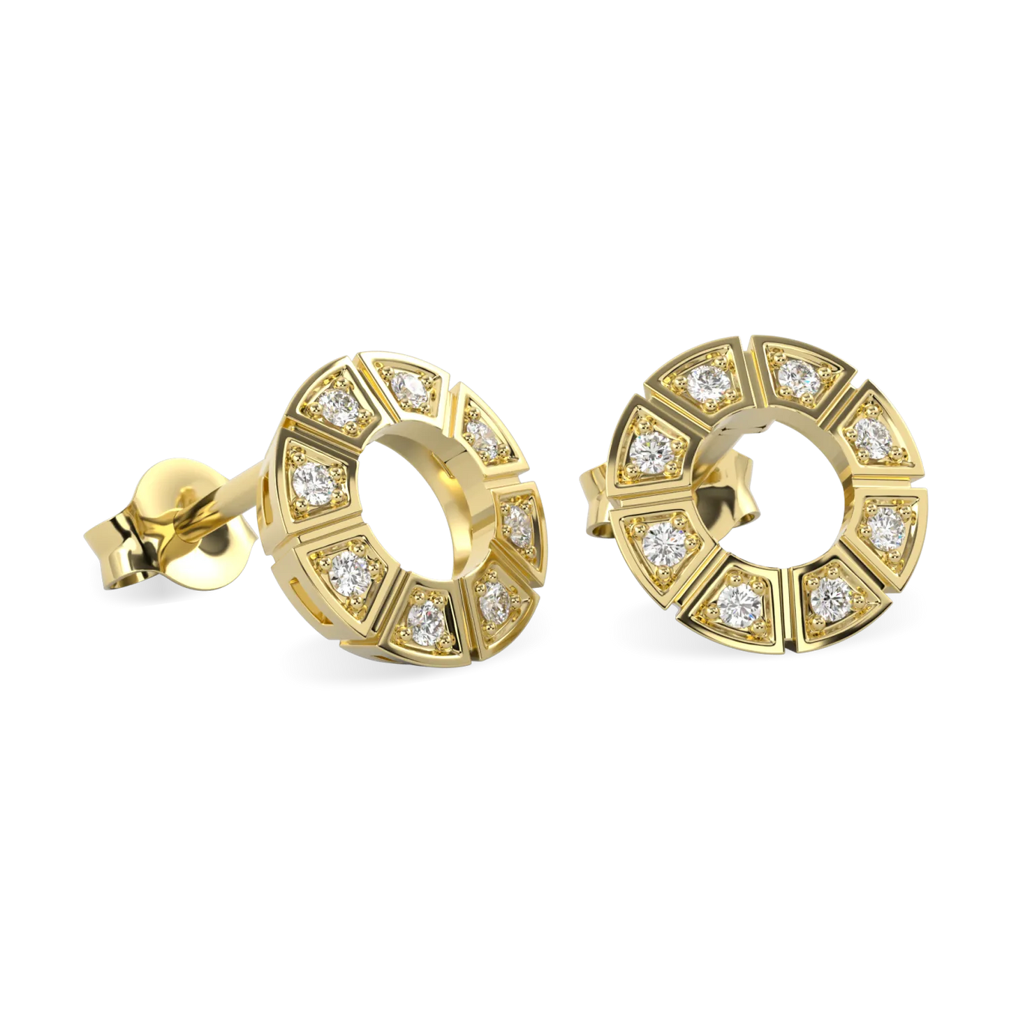 18ct Yellow Gold Diamond earrings from Blacklock's Cipher collection — detail view