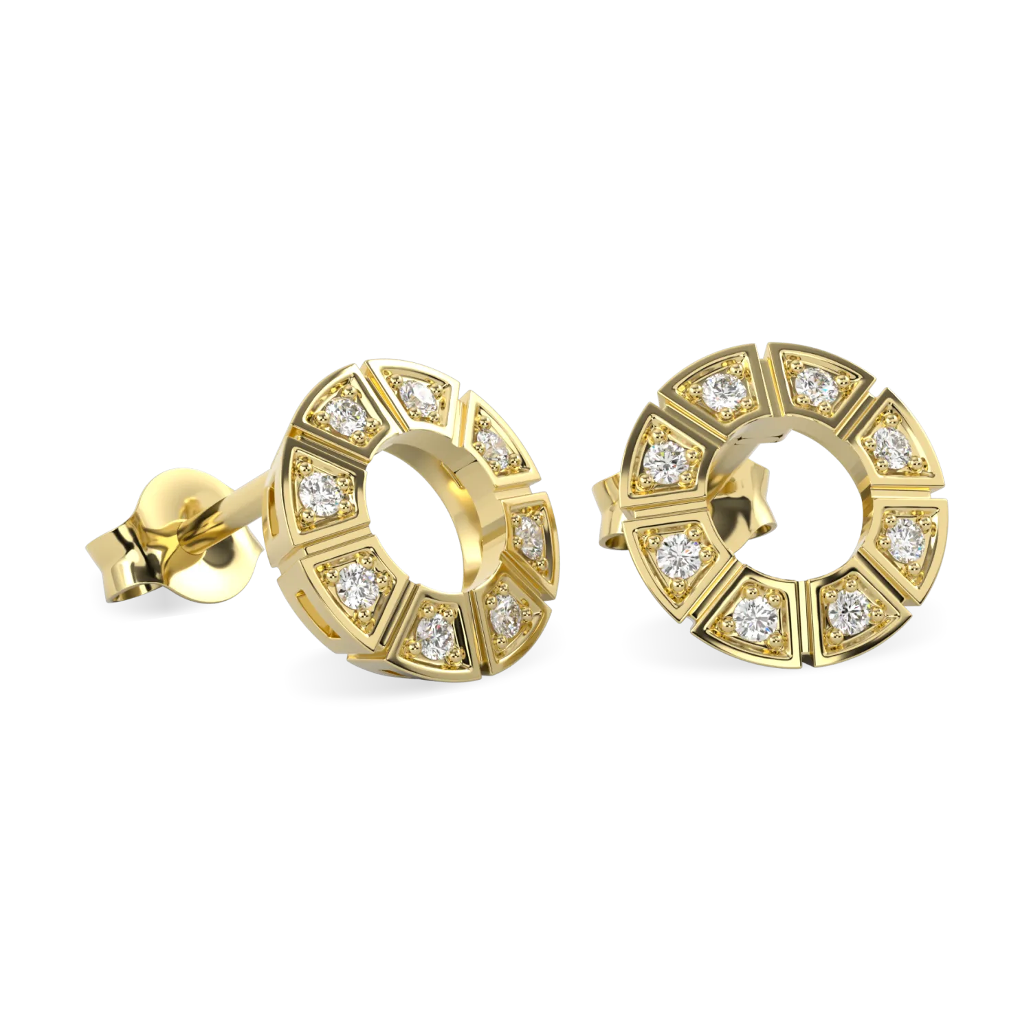 18ct Yellow Gold Diamond earrings from Blacklock's Cipher collection — detail view