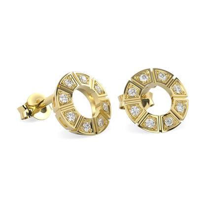 18ct Yellow Gold Diamond earrings from Blacklock's Cipher collection — detail view