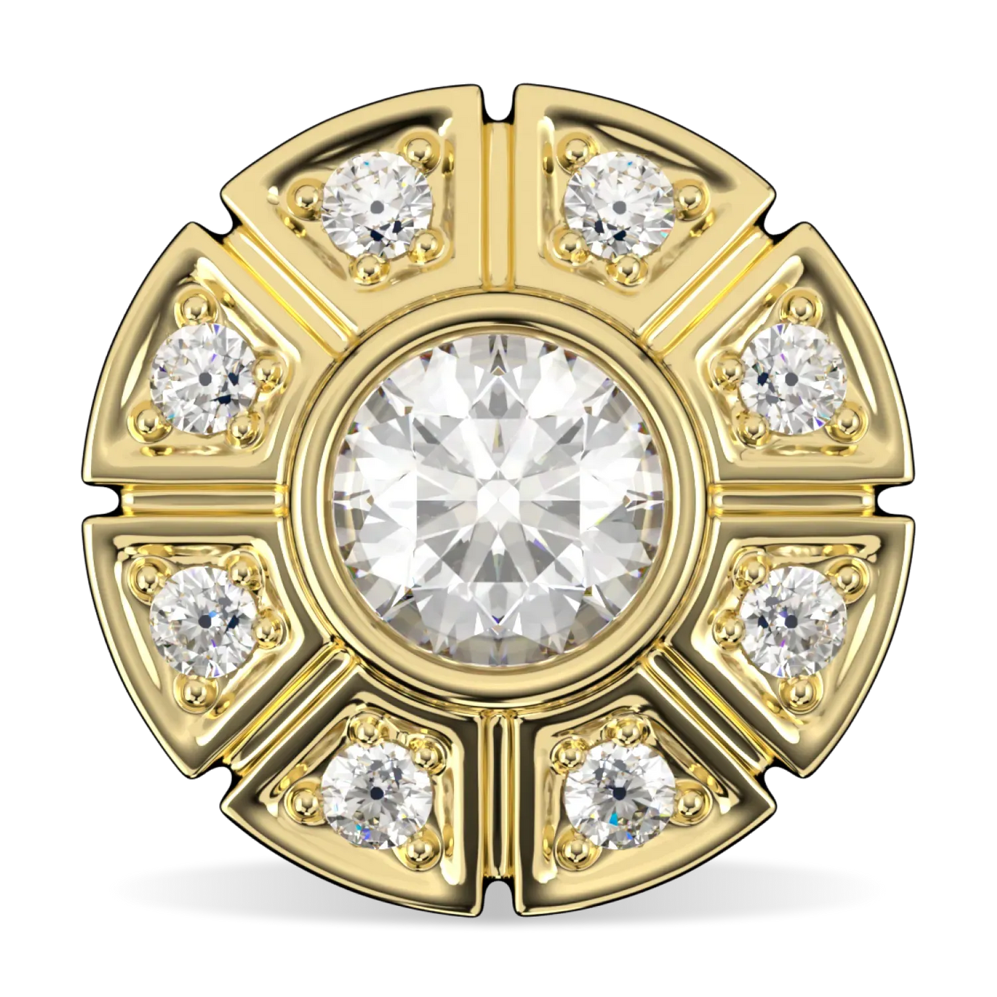 Cipher collection earrings featuring Diamond set in 18ct Yellow Gold, Blacklock Jewellery — front on view