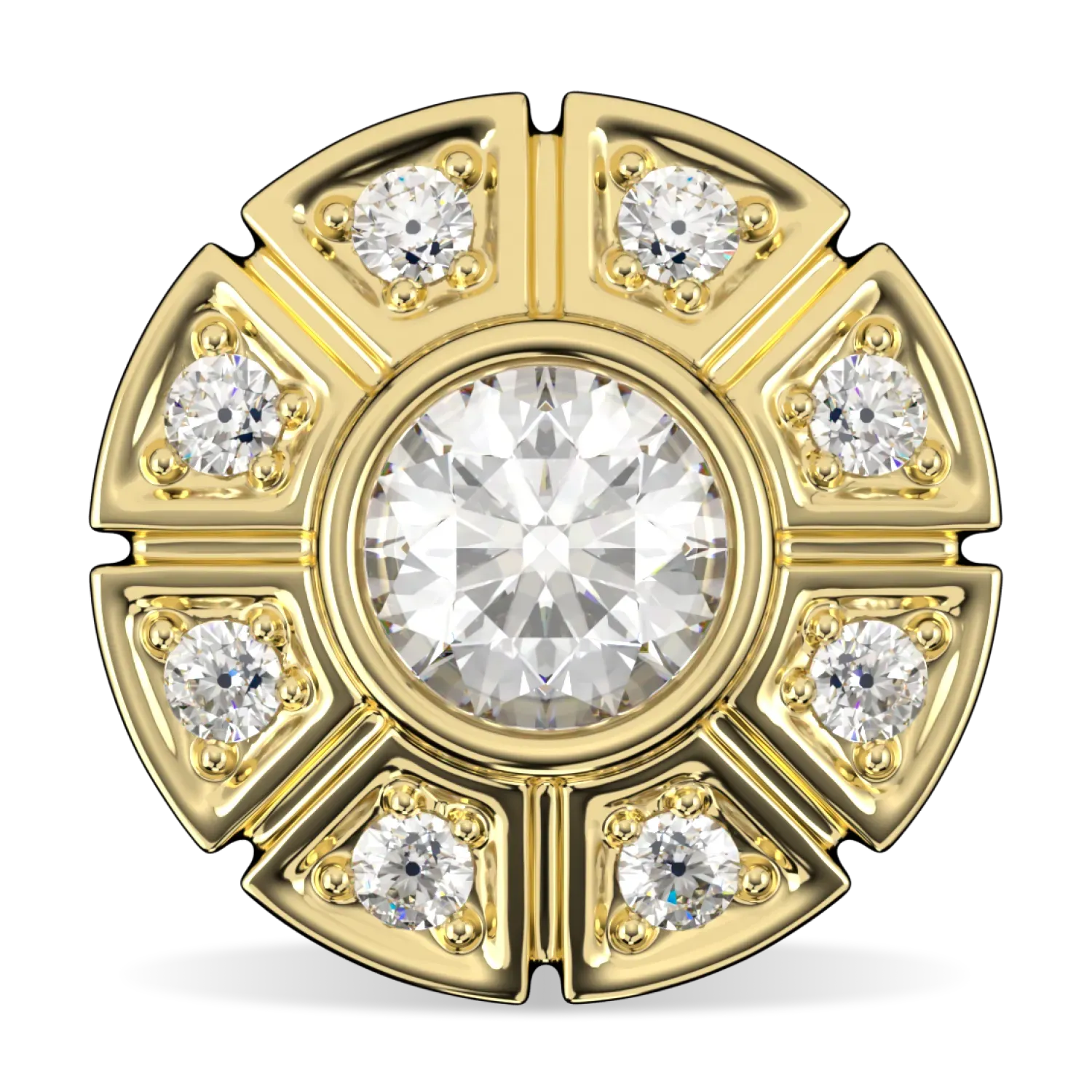 Cipher collection earrings featuring Diamond set in 18ct Yellow Gold, Blacklock Jewellery — front on view