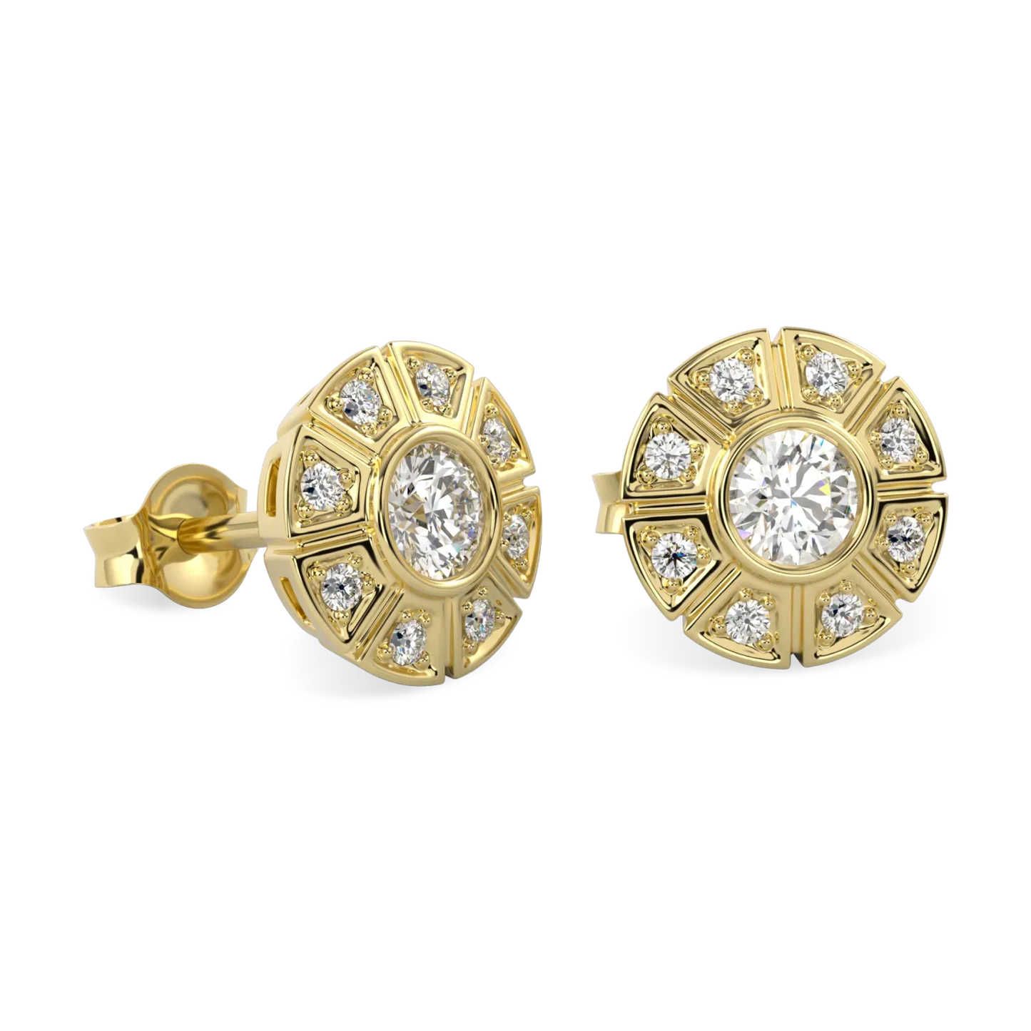 Handcrafted 18ct Yellow Gold earrings with Diamond by Blacklock, Cipher collection — detail view