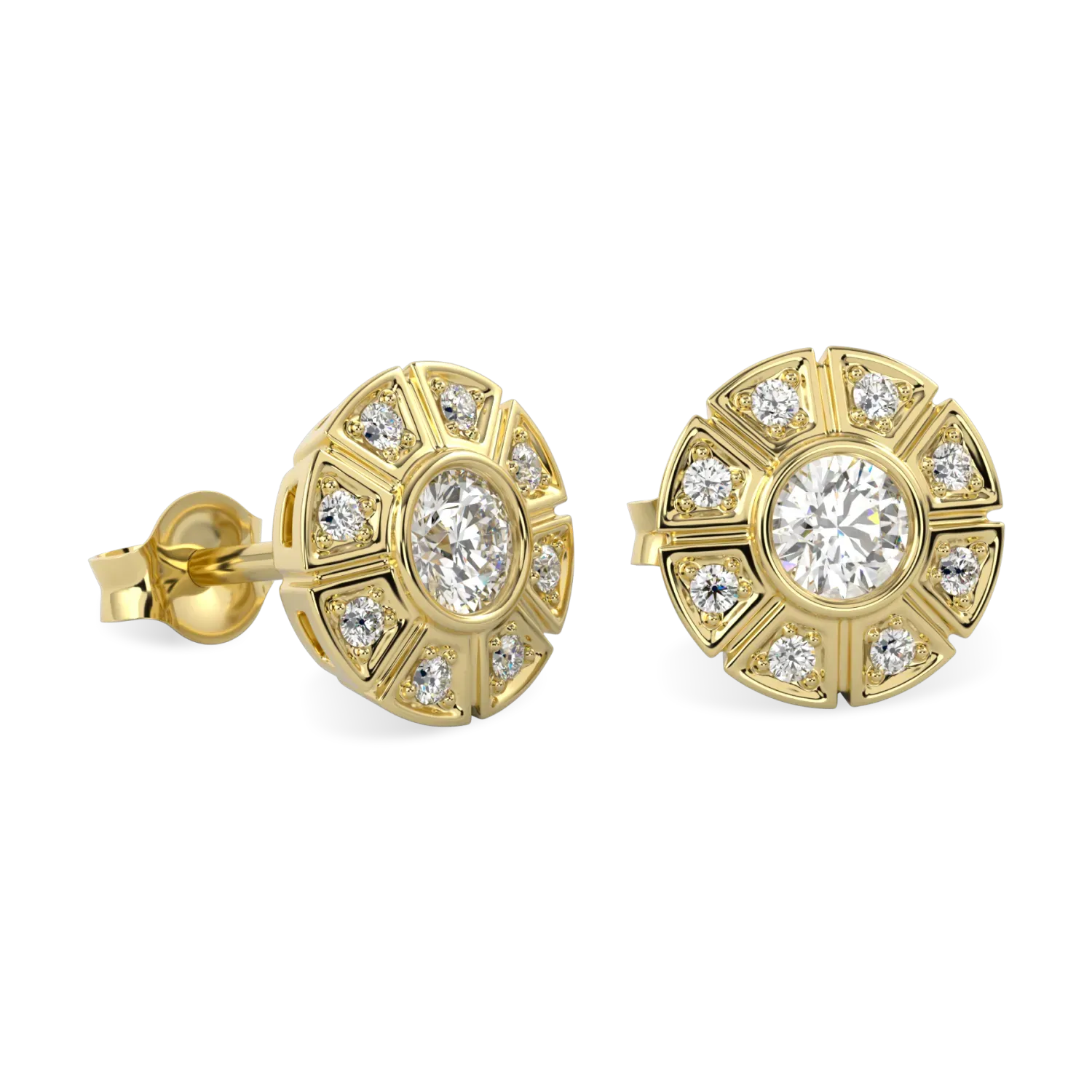 Handcrafted 18ct Yellow Gold earrings with Diamond by Blacklock, Cipher collection — detail view