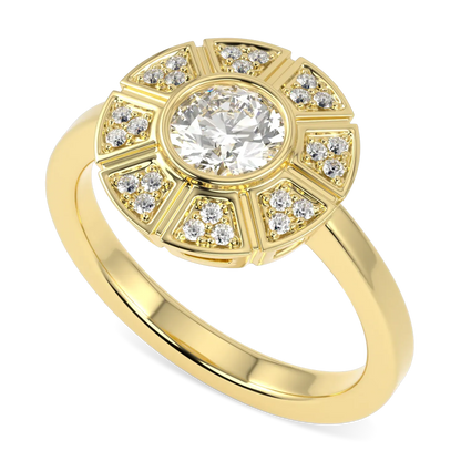 Handcrafted 18ct Yellow Gold diamond halo ring by Blacklock, Cipher collection