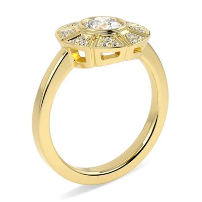 Blacklock Cipher diamond halo ring in 18ct Yellow Gold — detail view