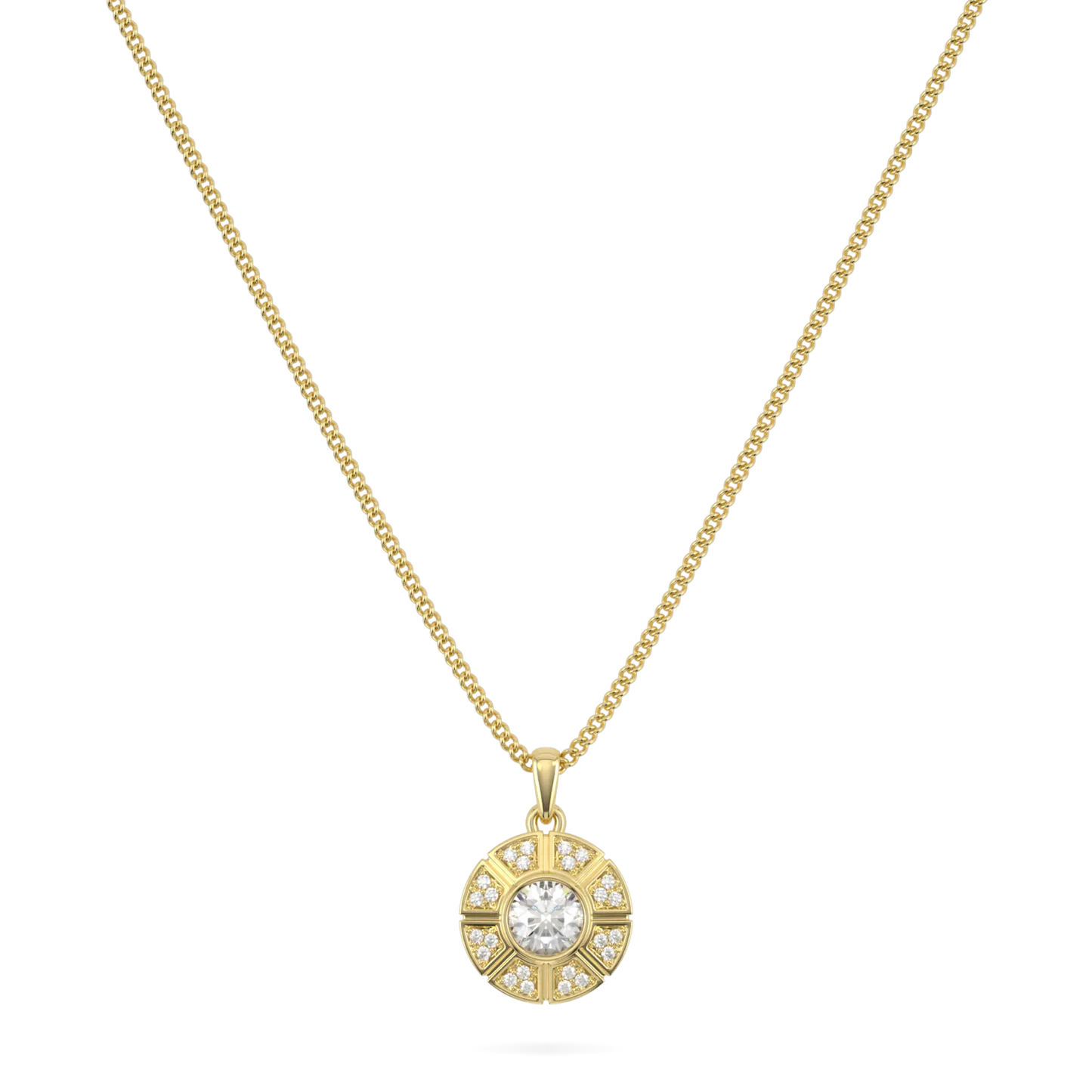 Handcrafted 18ct Yellow Gold pendant with Diamond by Blacklock, Cipher collection — front on view