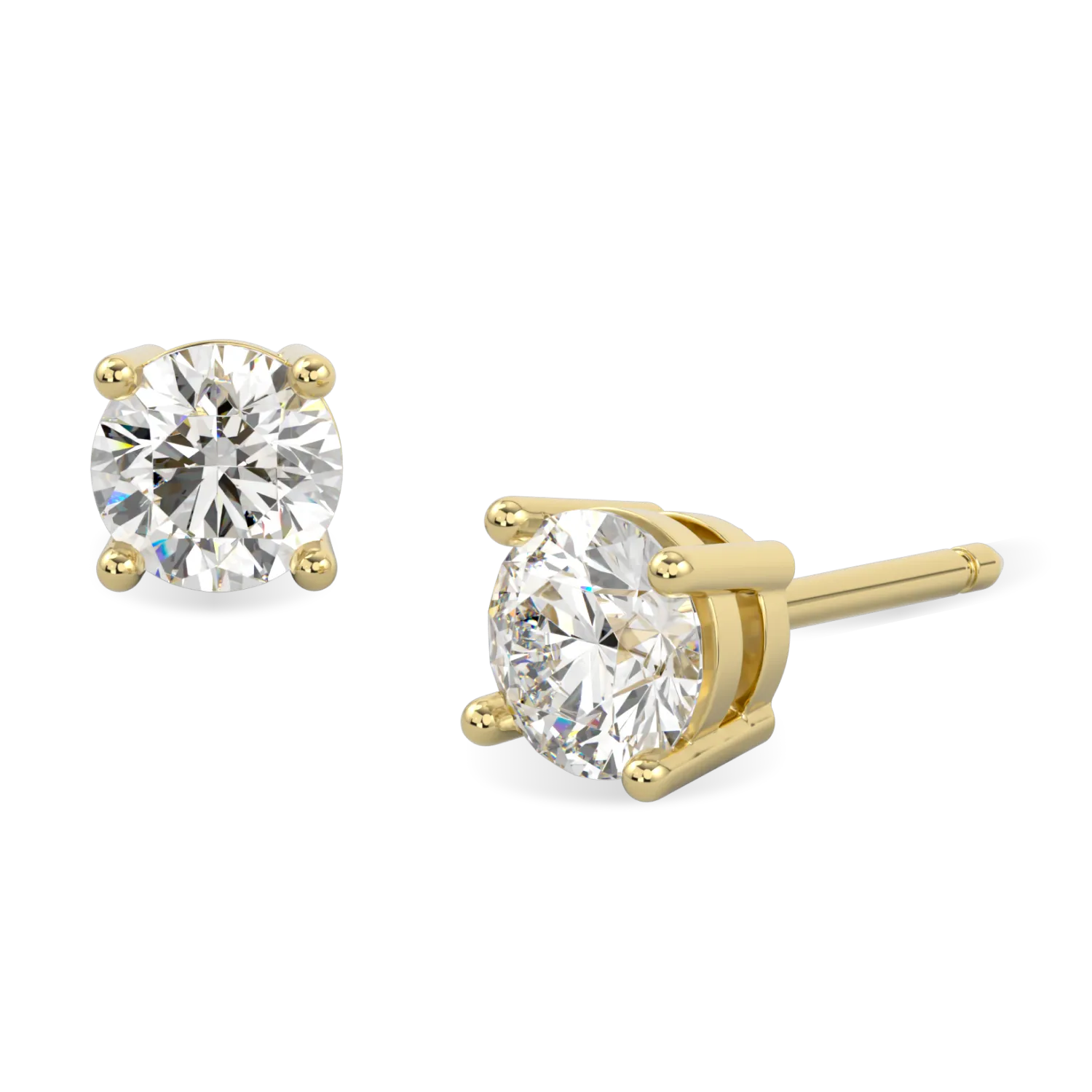 18ct Yellow Gold 1.00cts Diamond stud earrings from Blacklock's Classic collection — worn view
