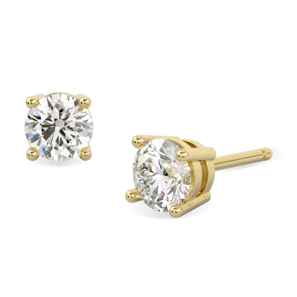 18ct Yellow Gold 1.00cts Diamond stud earrings from Blacklock's Classic collection — worn view