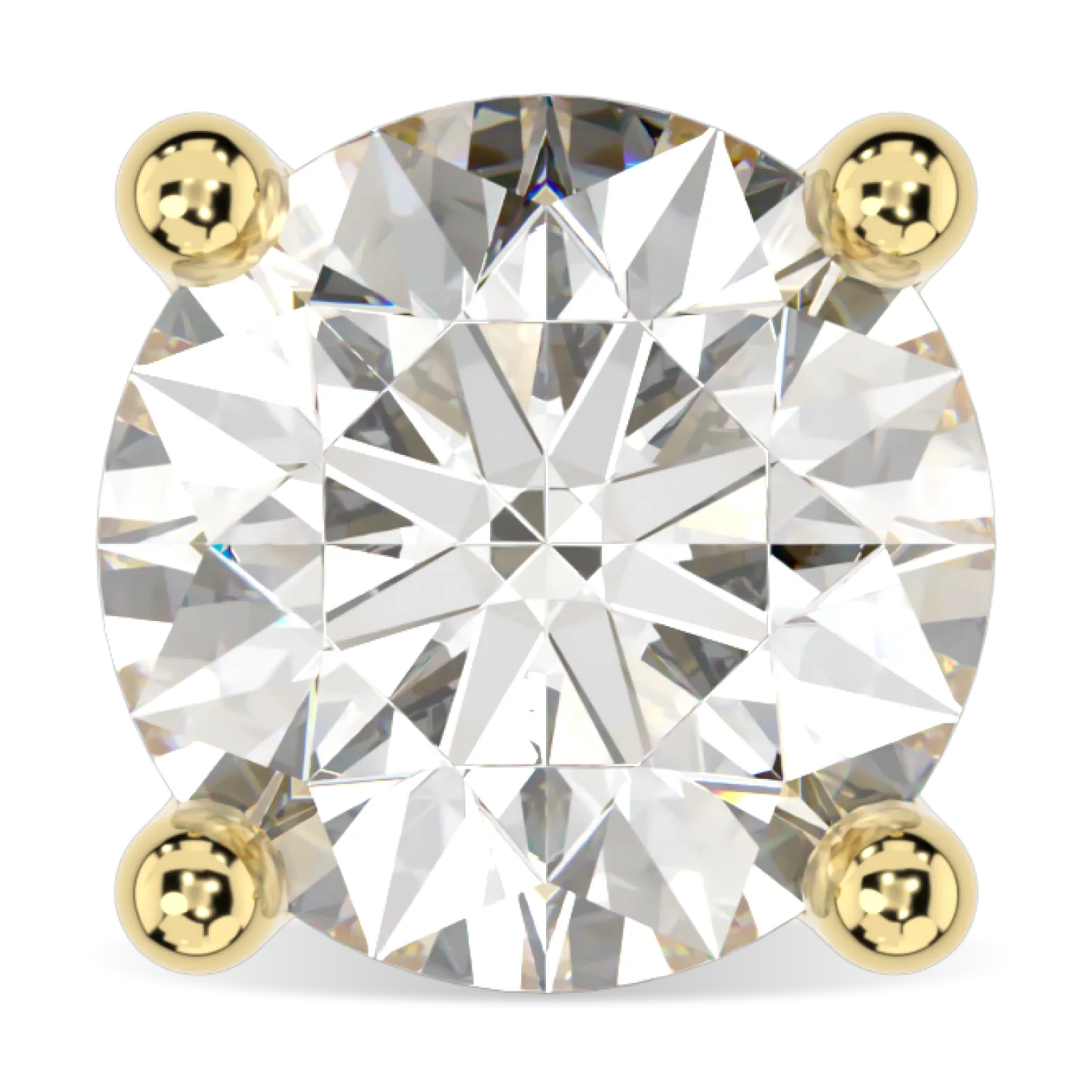 Classic collection 1.00cts diamond stud earrings set in 18ct Yellow Gold, Blacklock Jewellery — straight on view