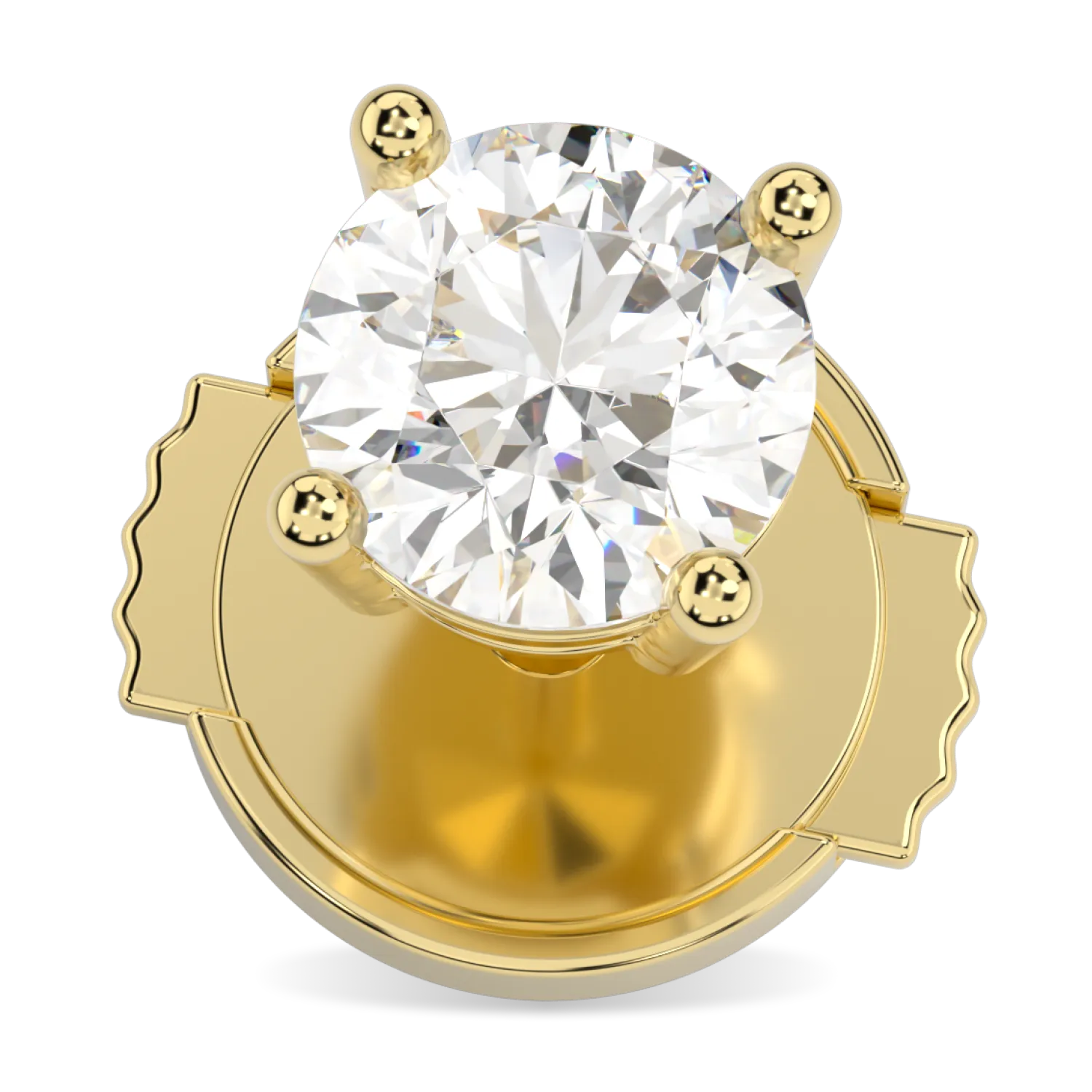 Handcrafted 1.00cts Yellow Gold diamond stud earrings by Blacklock, Classic collection — close-up