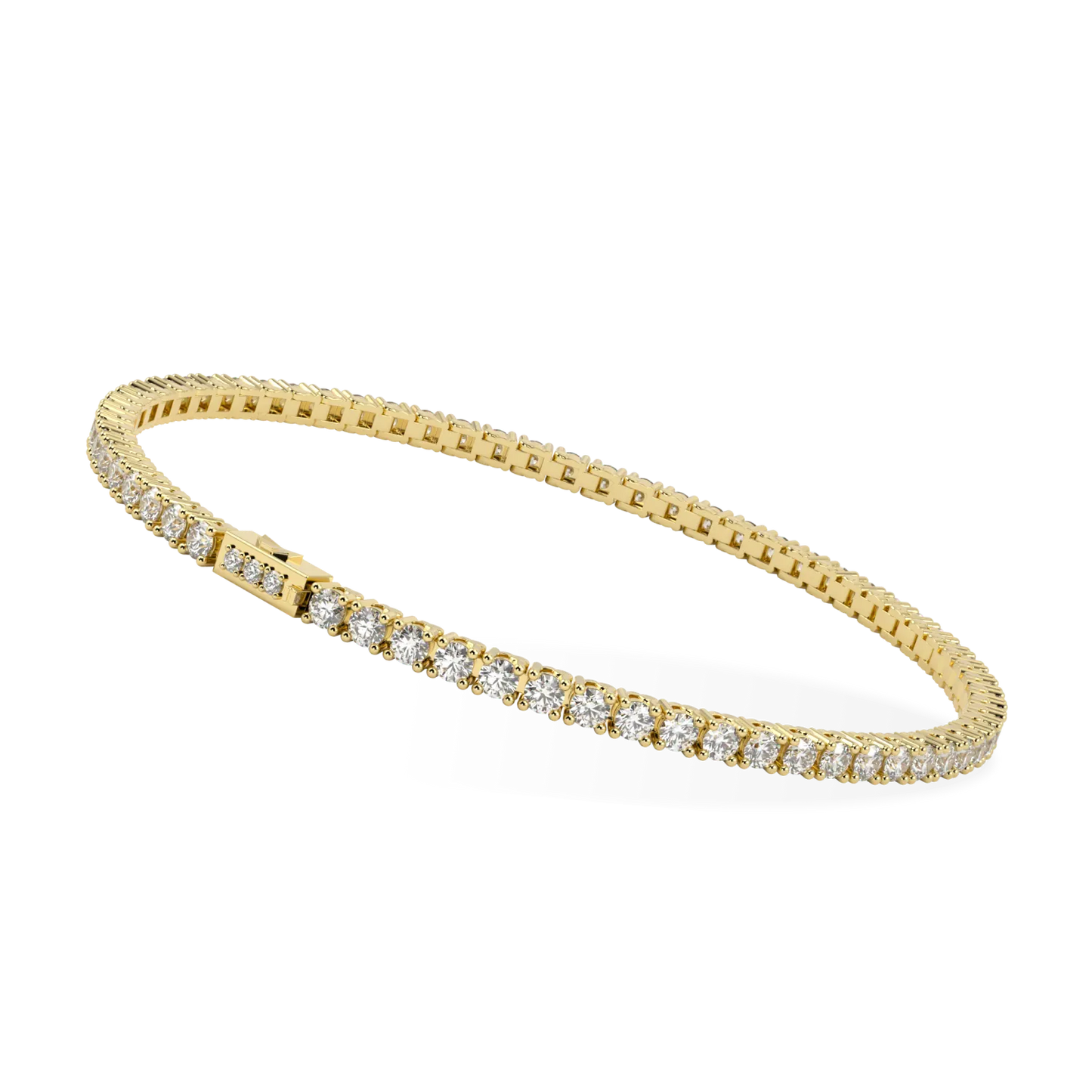 Classic collection 3.30cts tennis bracelet featuring Diamond set in Yellow Gold, Blacklock Jewellery — side view