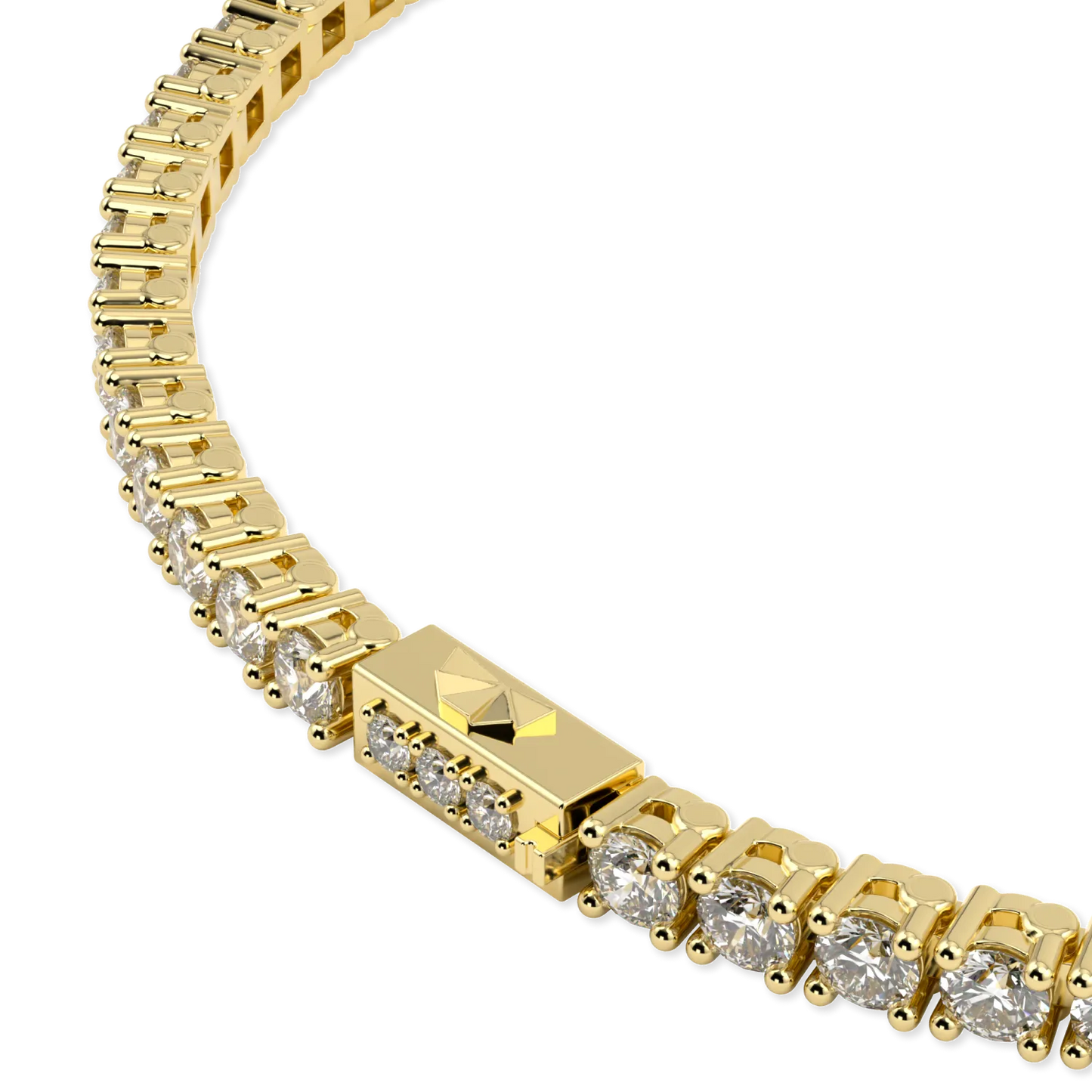 Handcrafted Yellow Gold 3.30cts Diamond tennis bracelet by Blacklock, Classic collection — detail view