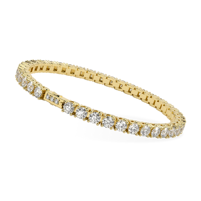 Handcrafted Yellow Gold 10.25cts diamond tennis bracelet by Blacklock, Classic collection — alternate angle view